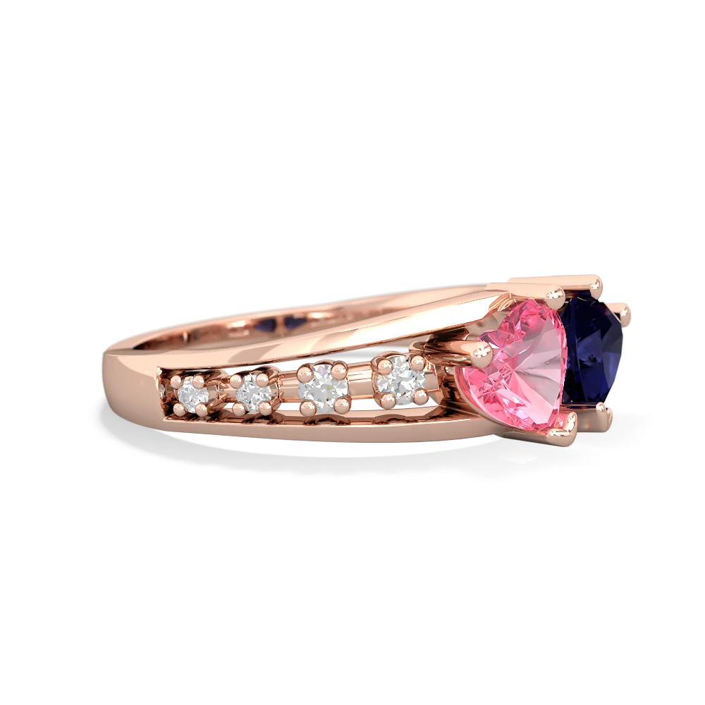 Lab Pink Sapphire Heart To Heart 14K Rose Gold ring R3342