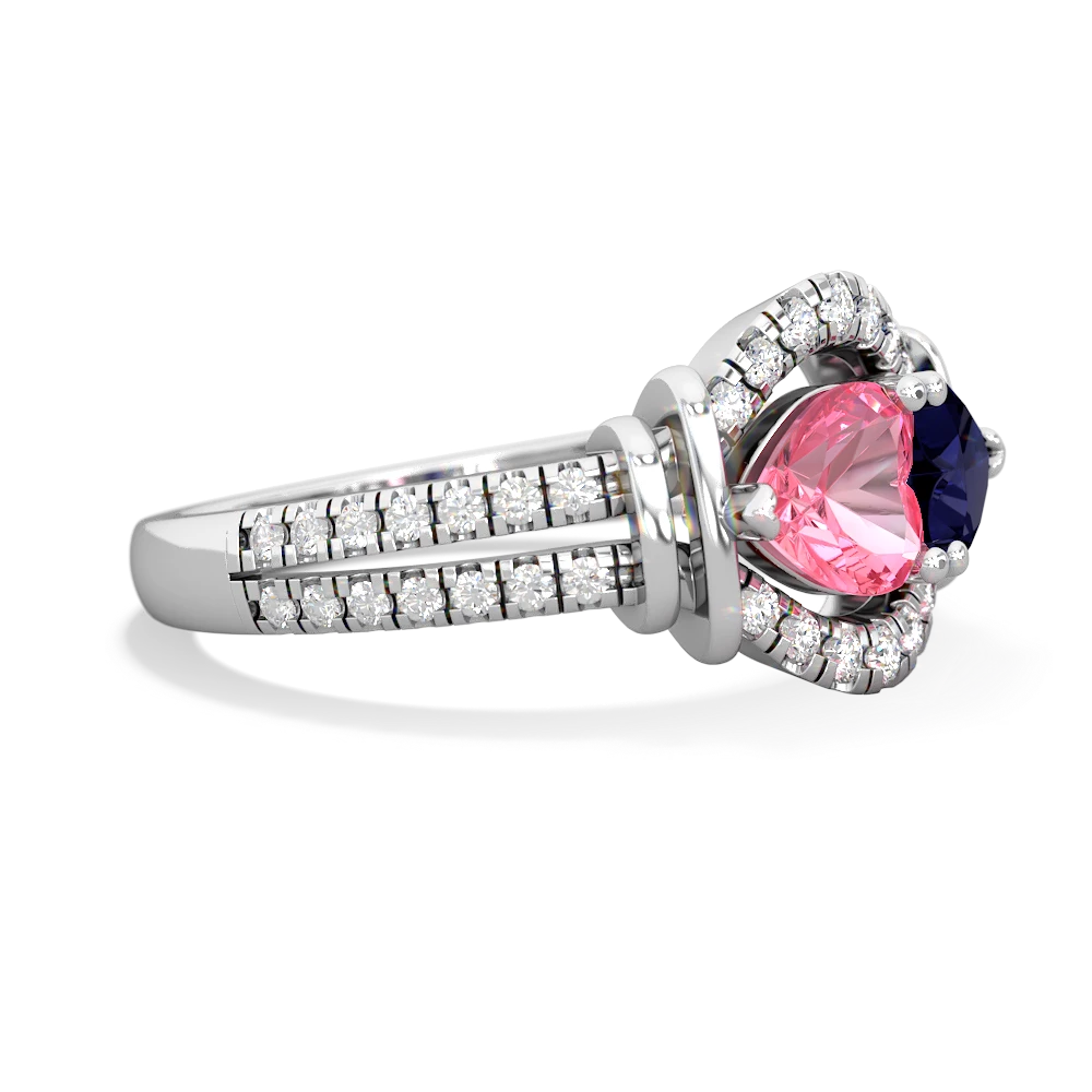 Lab Pink Sapphire Art-Deco Keepsake 14K White Gold ring R5630