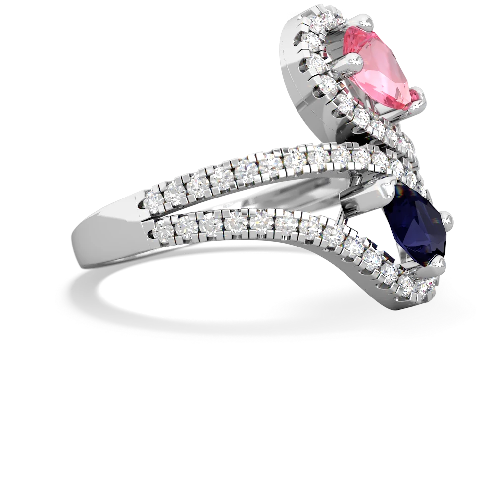 Lab Pink Sapphire Diamond Dazzler 14K White Gold ring R3000