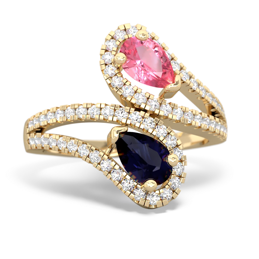 Lab Pink Sapphire Diamond Dazzler 14K Yellow Gold ring R3000