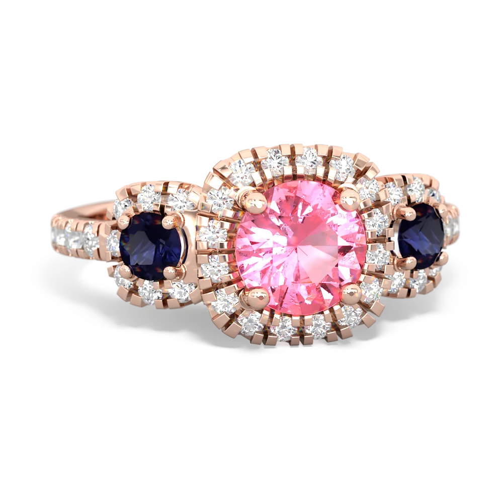 Lab Pink Sapphire Regal Halo 14K Rose Gold ring R5350