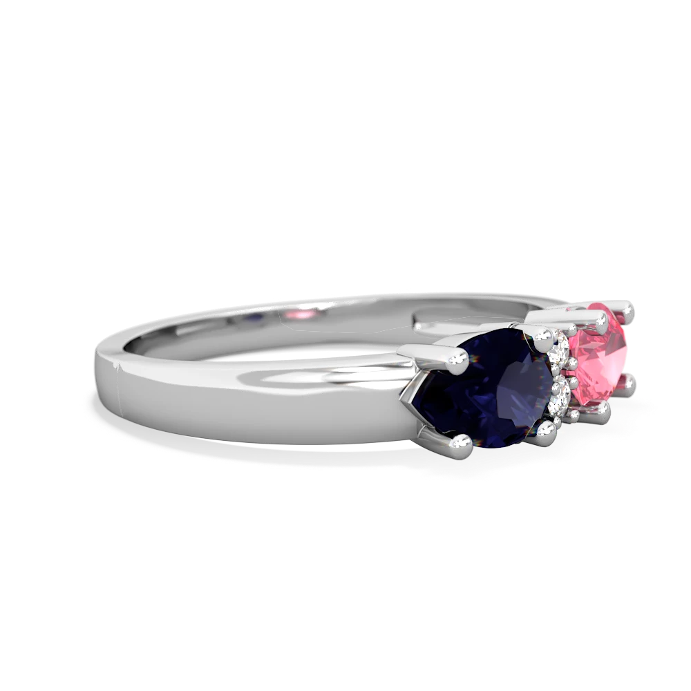 Lab Pink Sapphire Pear Bowtie 14K White Gold ring R0865