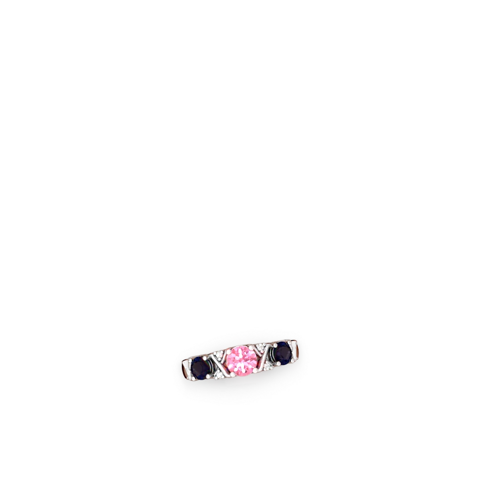 Lab Pink Sapphire Hugs And Kisses 14K White Gold ring R5016