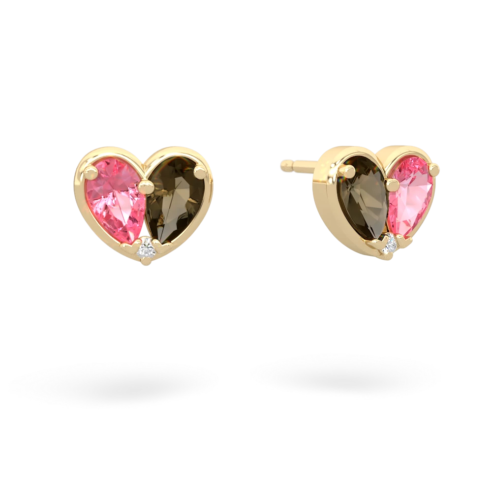 Lab Pink Sapphire 'Our Heart' 14K Yellow Gold earrings E5072