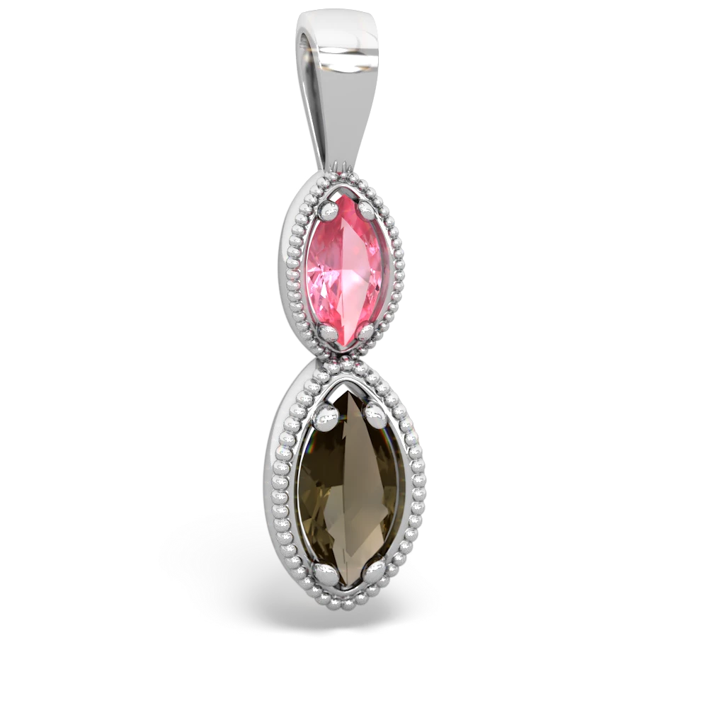 Lab Pink Sapphire Antique-Style Halo 14K White Gold pendant P5700