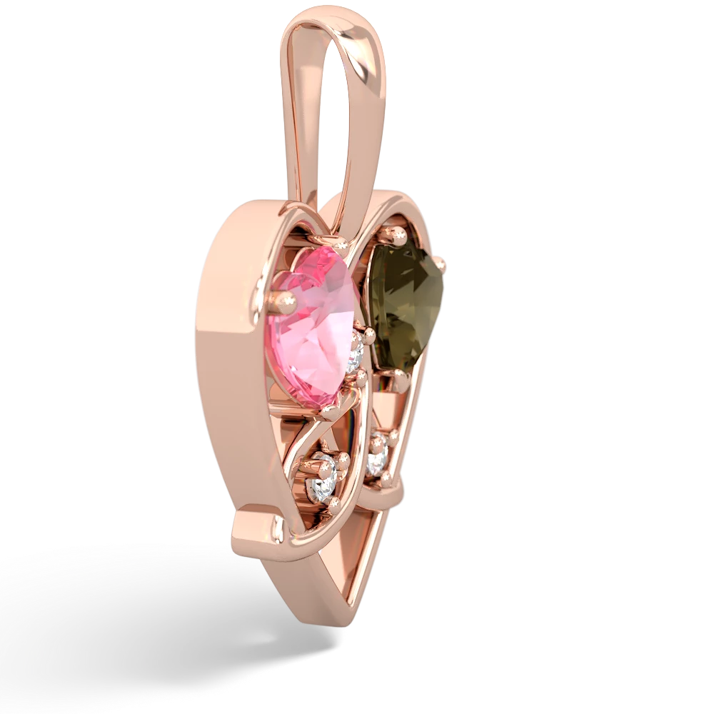 Lab Pink Sapphire Celtic Trinity Heart 14K Rose Gold pendant P5331