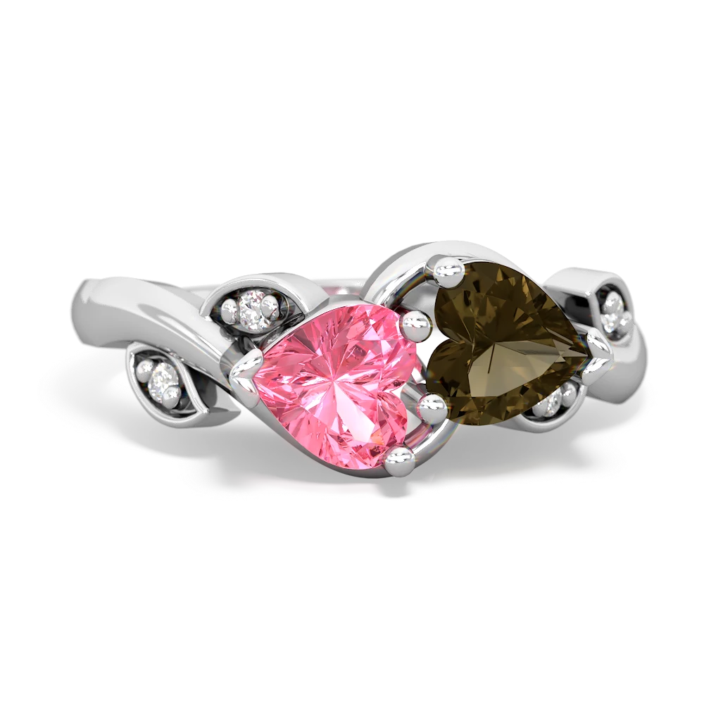 Lab Pink Sapphire Floral Elegance 14K White Gold ring R5790