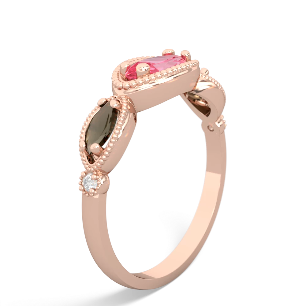 Lab Pink Sapphire Milgrain Marquise 14K Rose Gold ring R5700