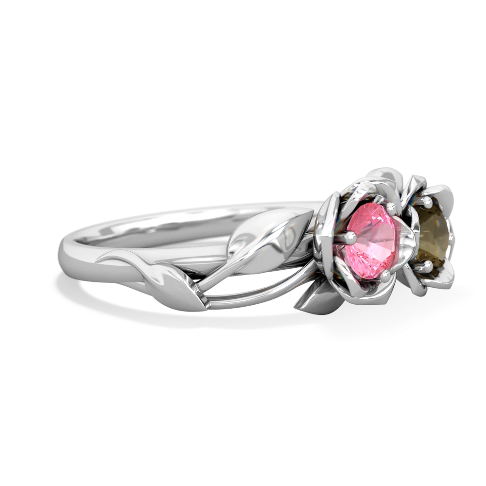 Lab Pink Sapphire Rose Garden 14K White Gold ring R5510