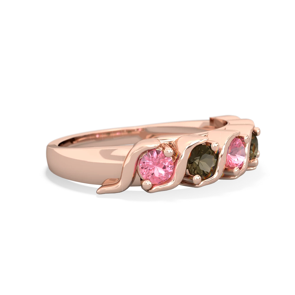 Lab Pink Sapphire Anniversary Band 14K Rose Gold ring R2089