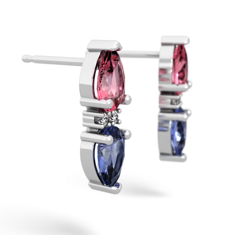 Lab Pink Sapphire Bowtie Drop 14K White Gold earrings E0865