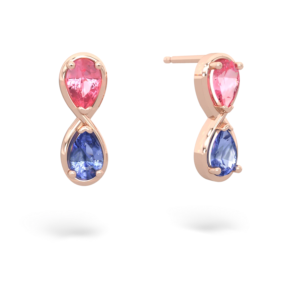 Lab Pink Sapphire Infinity 14K Rose Gold earrings E5050