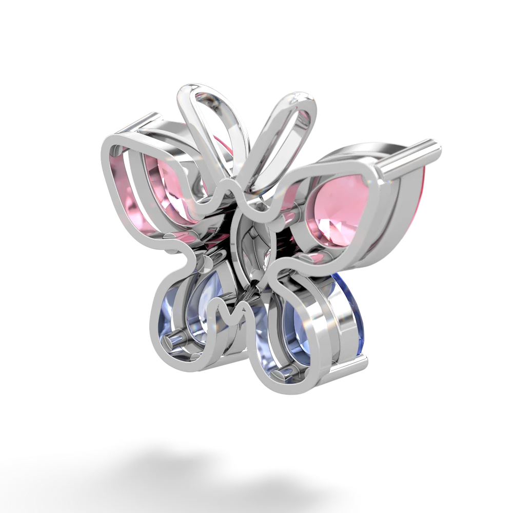 Lab Pink Sapphire Butterfly 14K White Gold pendant P2215