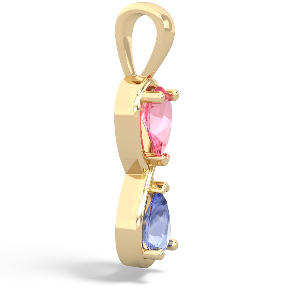 Lab Pink Sapphire Infinity 14K Yellow Gold pendant P5050