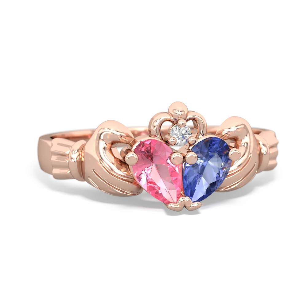 Lab Pink Sapphire 'Our Heart' Claddagh 14K Rose Gold ring R2388