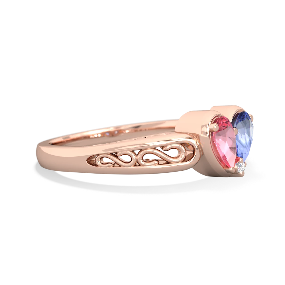 Lab Pink Sapphire Filligree 'One Heart' 14K Rose Gold ring R5070