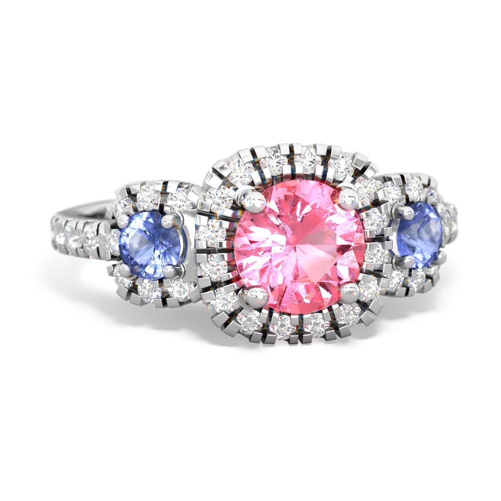 Lab Pink Sapphire Regal Halo 14K White Gold ring R5350