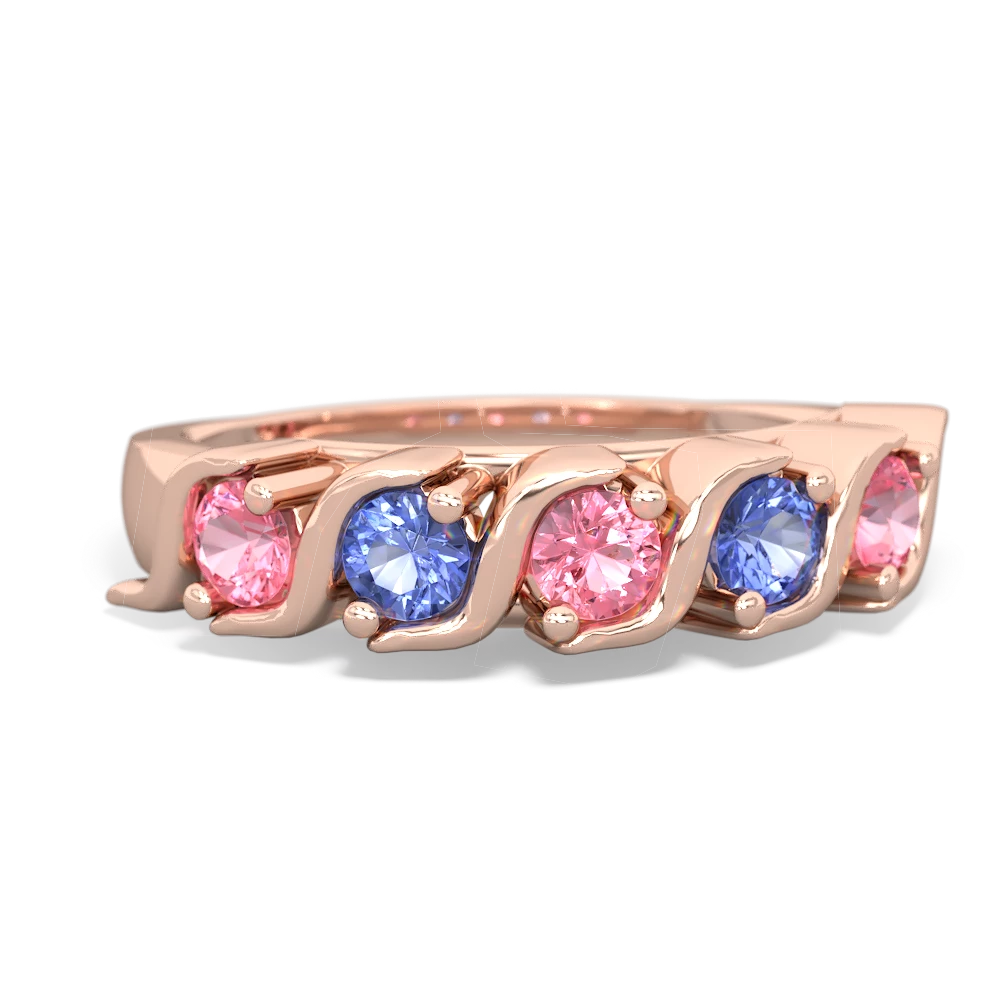 Lab Pink Sapphire Anniversary Band 14K Rose Gold ring R2089