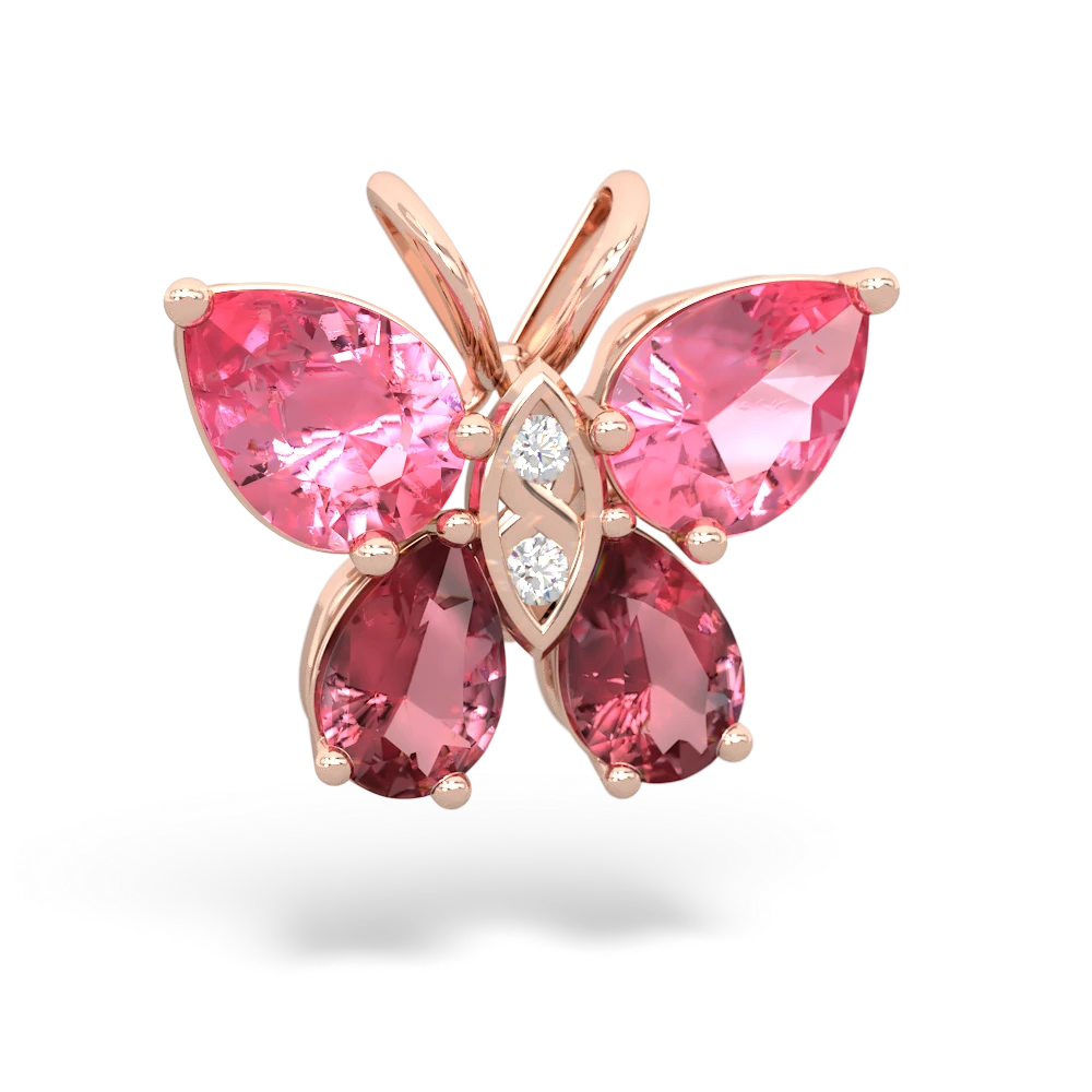 Lab Pink Sapphire Butterfly 14K Rose Gold pendant P2215