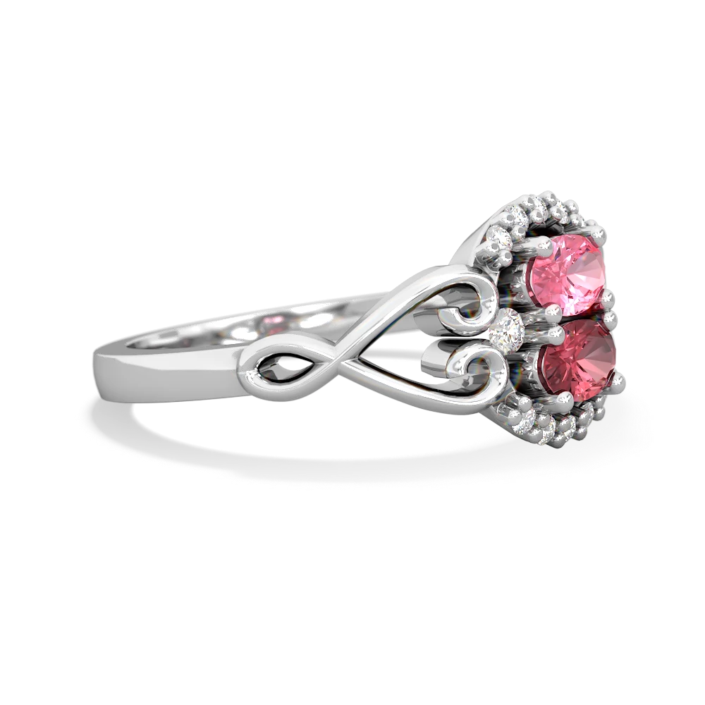 Lab Pink Sapphire Love Nest 14K White Gold ring R5860