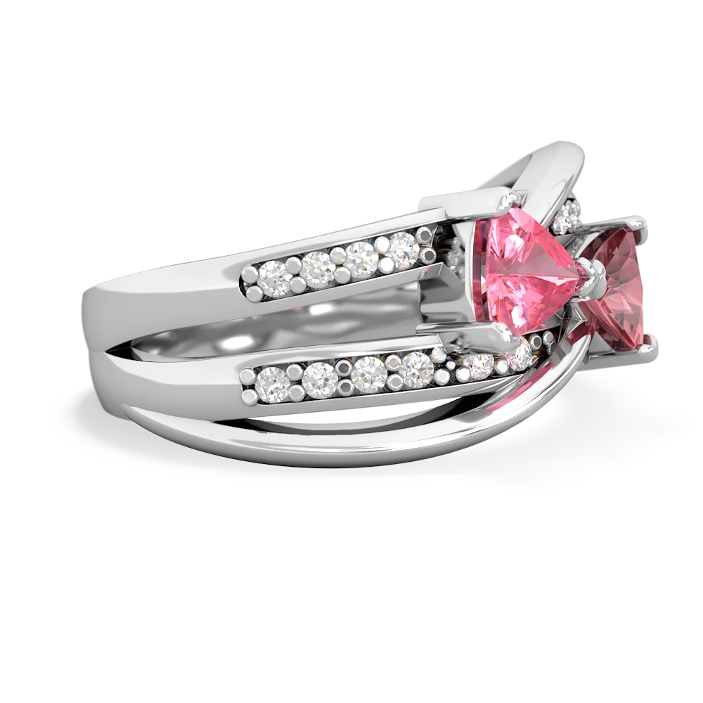 Lab Pink Sapphire Bowtie 14K White Gold ring R2360