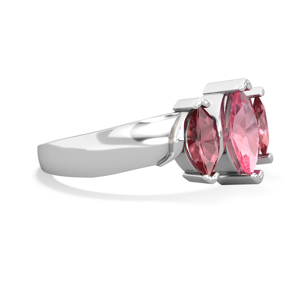 Lab Pink Sapphire Three Peeks 14K White Gold ring R2433