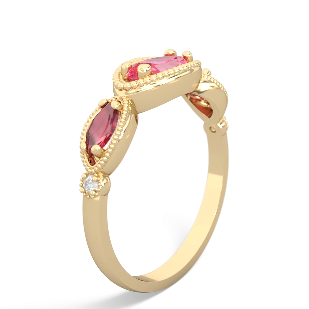 Lab Pink Sapphire Milgrain Marquise 14K Yellow Gold ring R5700