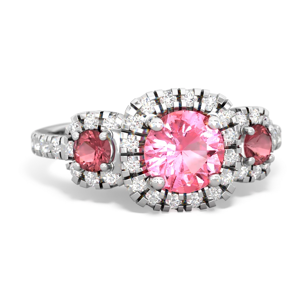 Lab Pink Sapphire Regal Halo 14K White Gold ring R5350