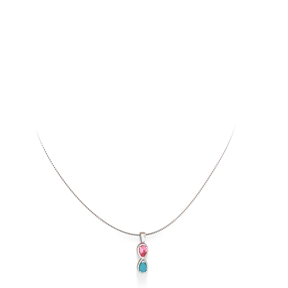 Lab Pink Sapphire Infinity 14K White Gold pendant P5050