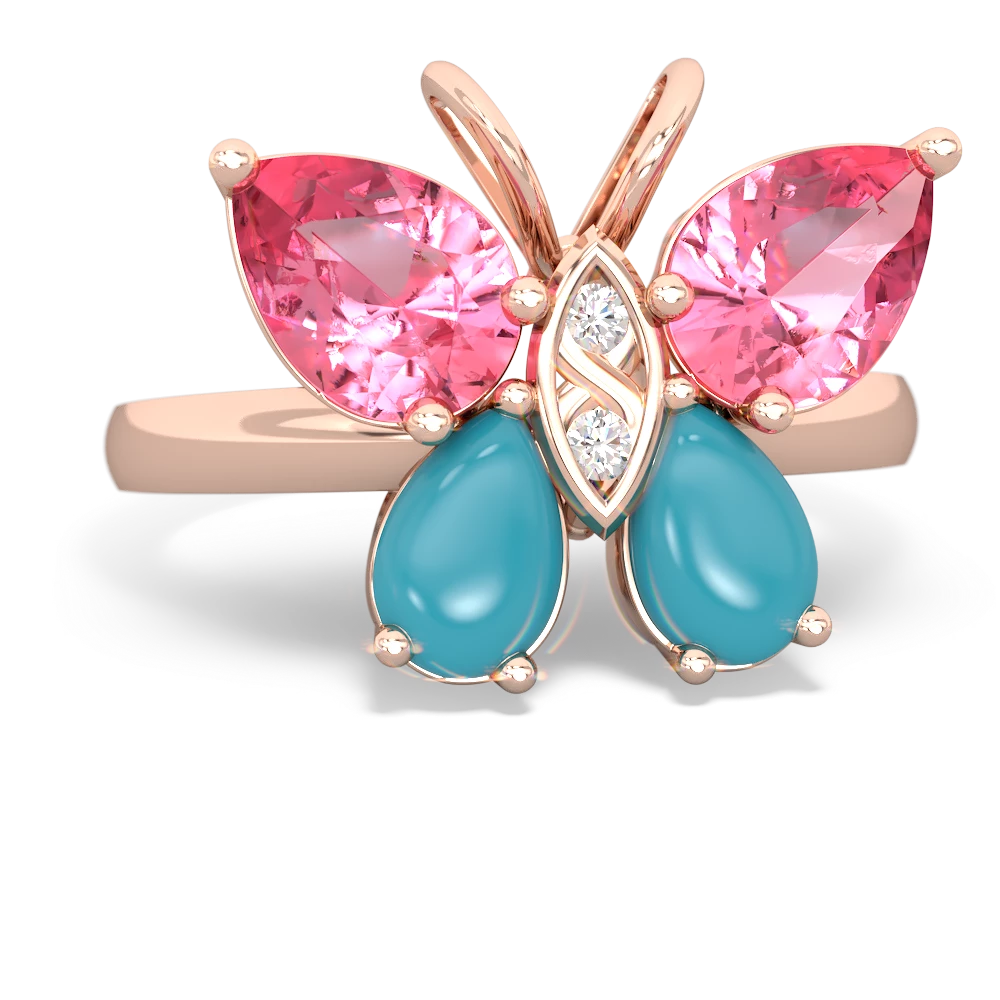 Lab Pink Sapphire Butterfly 14K Rose Gold ring R2215