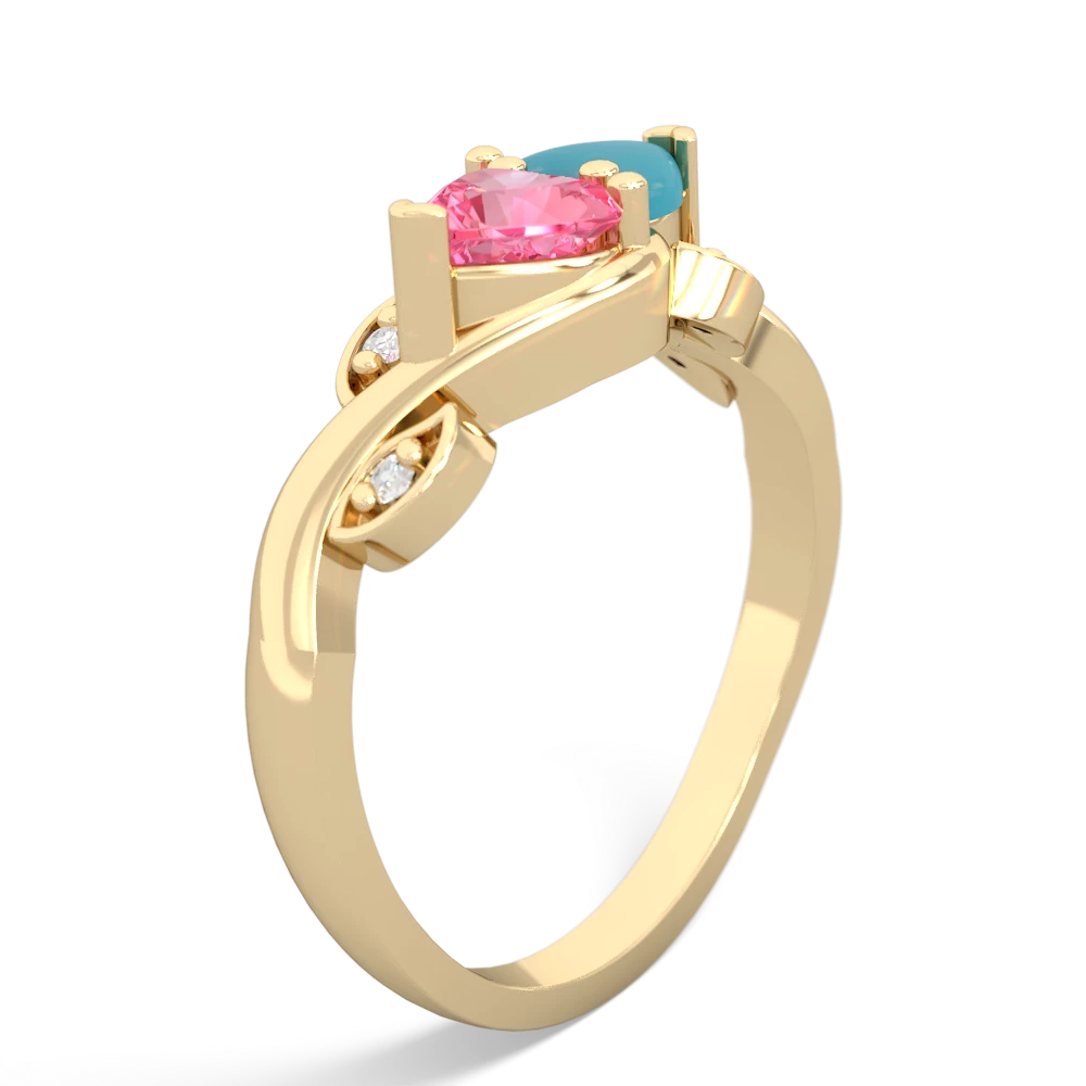 Lab Pink Sapphire Floral Elegance 14K Yellow Gold ring R5790