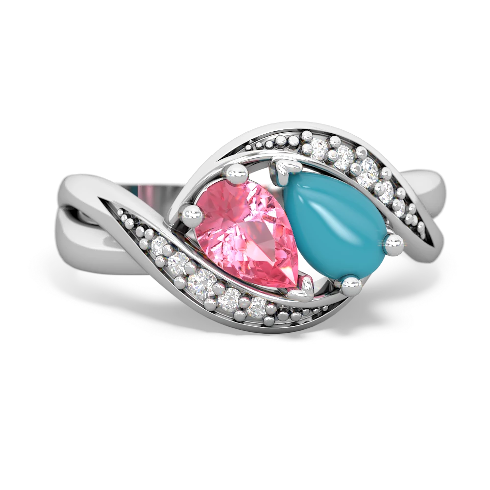 Lab Pink Sapphire Summer Winds 14K White Gold ring R5342