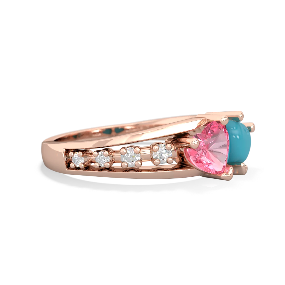 Lab Pink Sapphire Heart To Heart 14K Rose Gold ring R3342