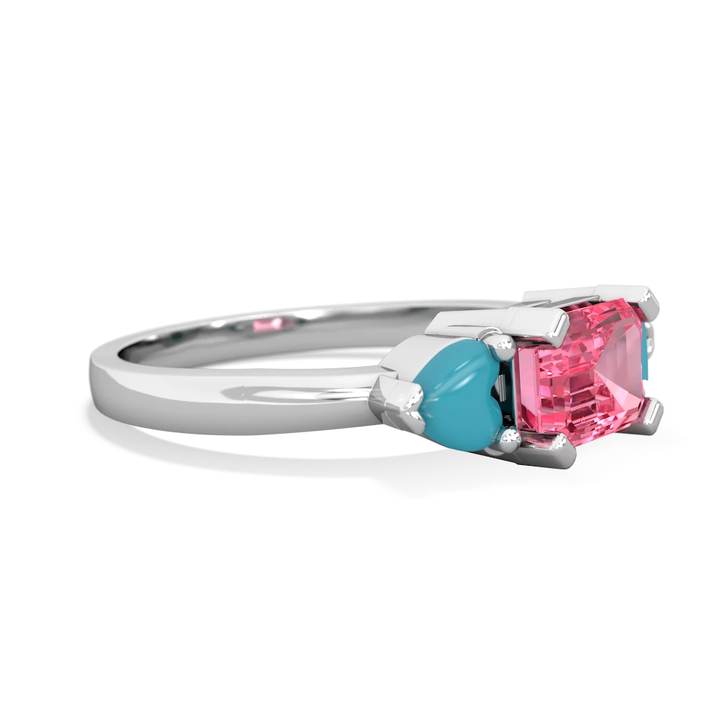 Lab Pink Sapphire Three Stone 14K White Gold ring R5235