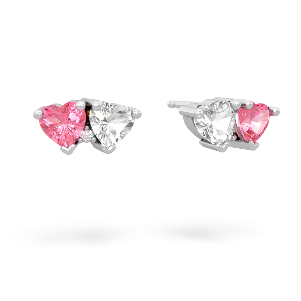 Lab Pink Sapphire Sweethearts 14K White Gold earrings E5260