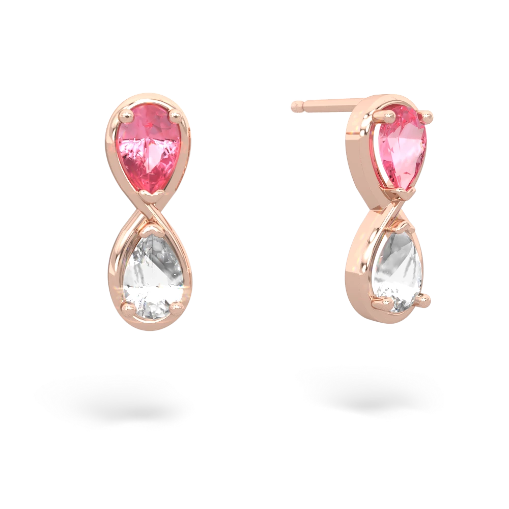 Lab Pink Sapphire Infinity 14K Rose Gold earrings E5050