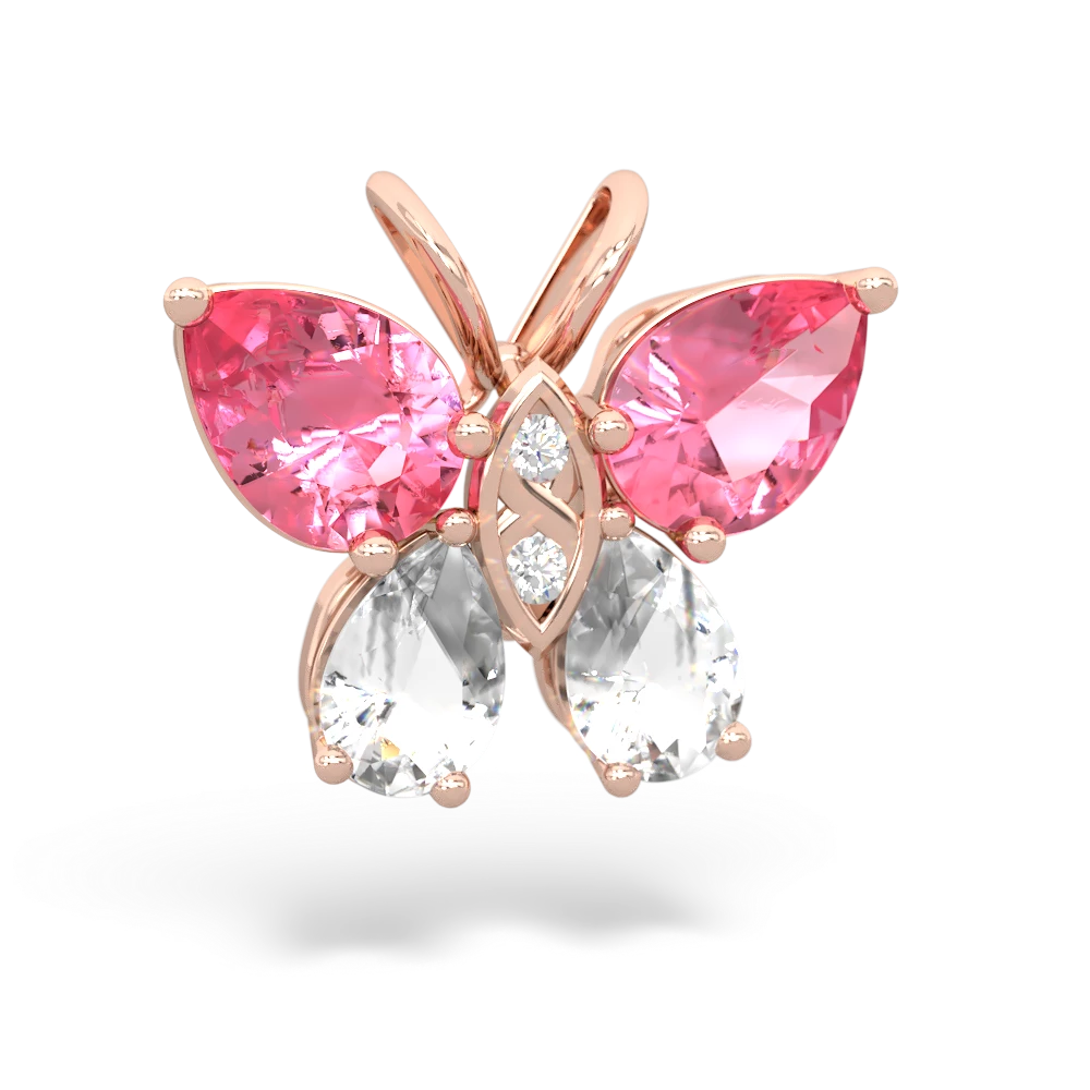 Lab Pink Sapphire Butterfly 14K Rose Gold pendant P2215