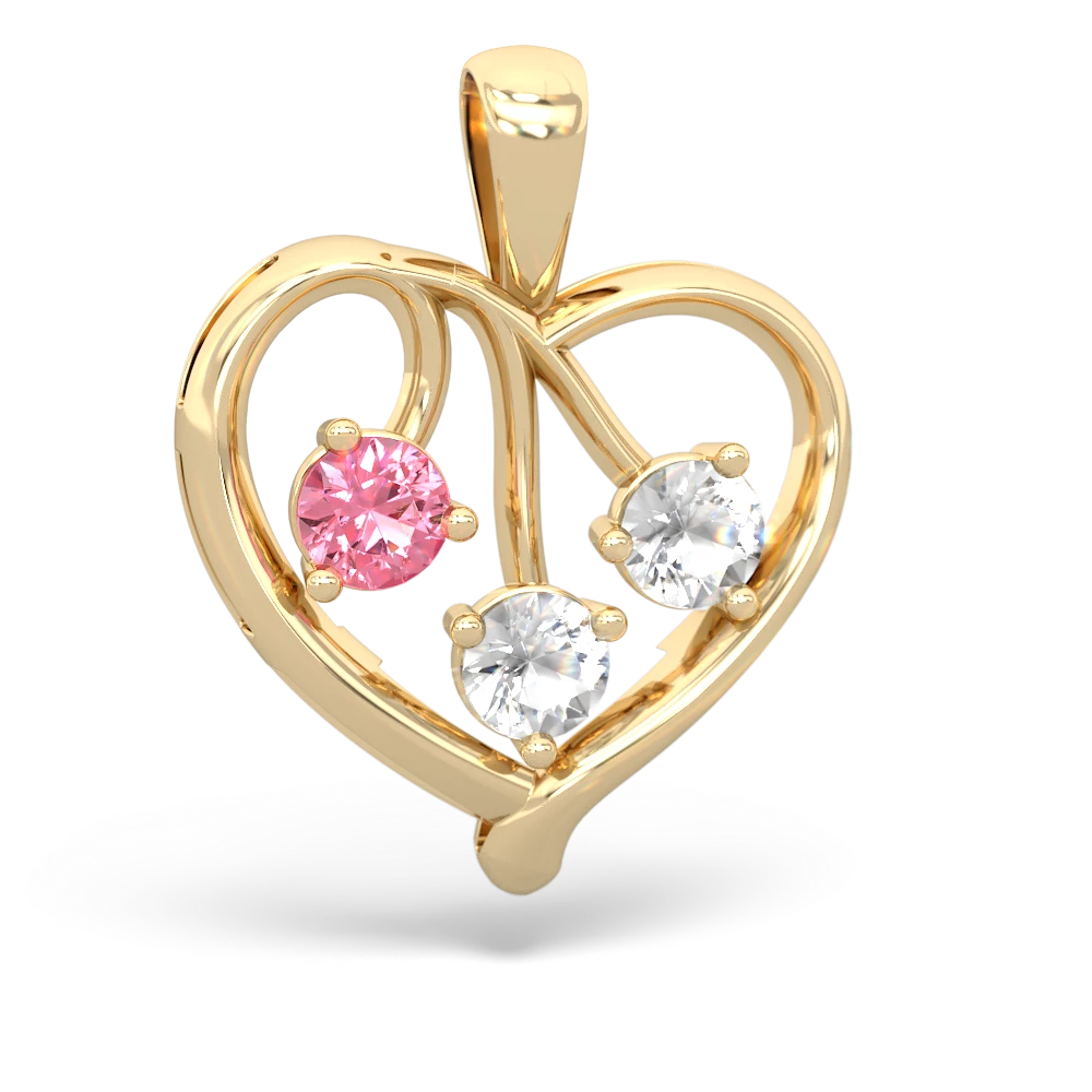 Lab Pink Sapphire Glowing Heart 14K Yellow Gold pendant P2233