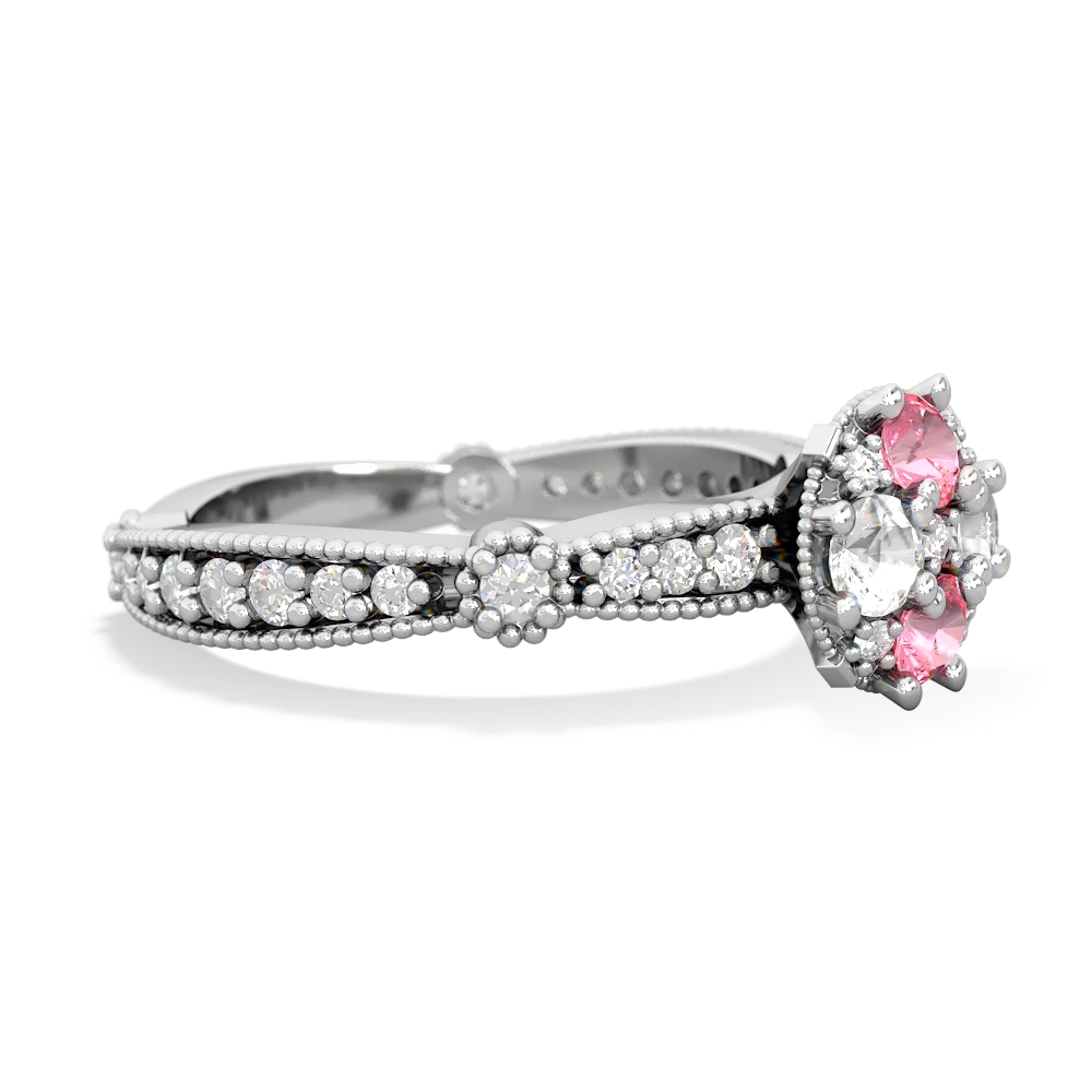 Lab Pink Sapphire Sparkling Tiara Cluster 14K White Gold ring R26293RD