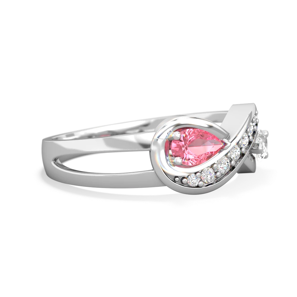 Lab Pink Sapphire Diamond Infinity 14K White Gold ring R5390