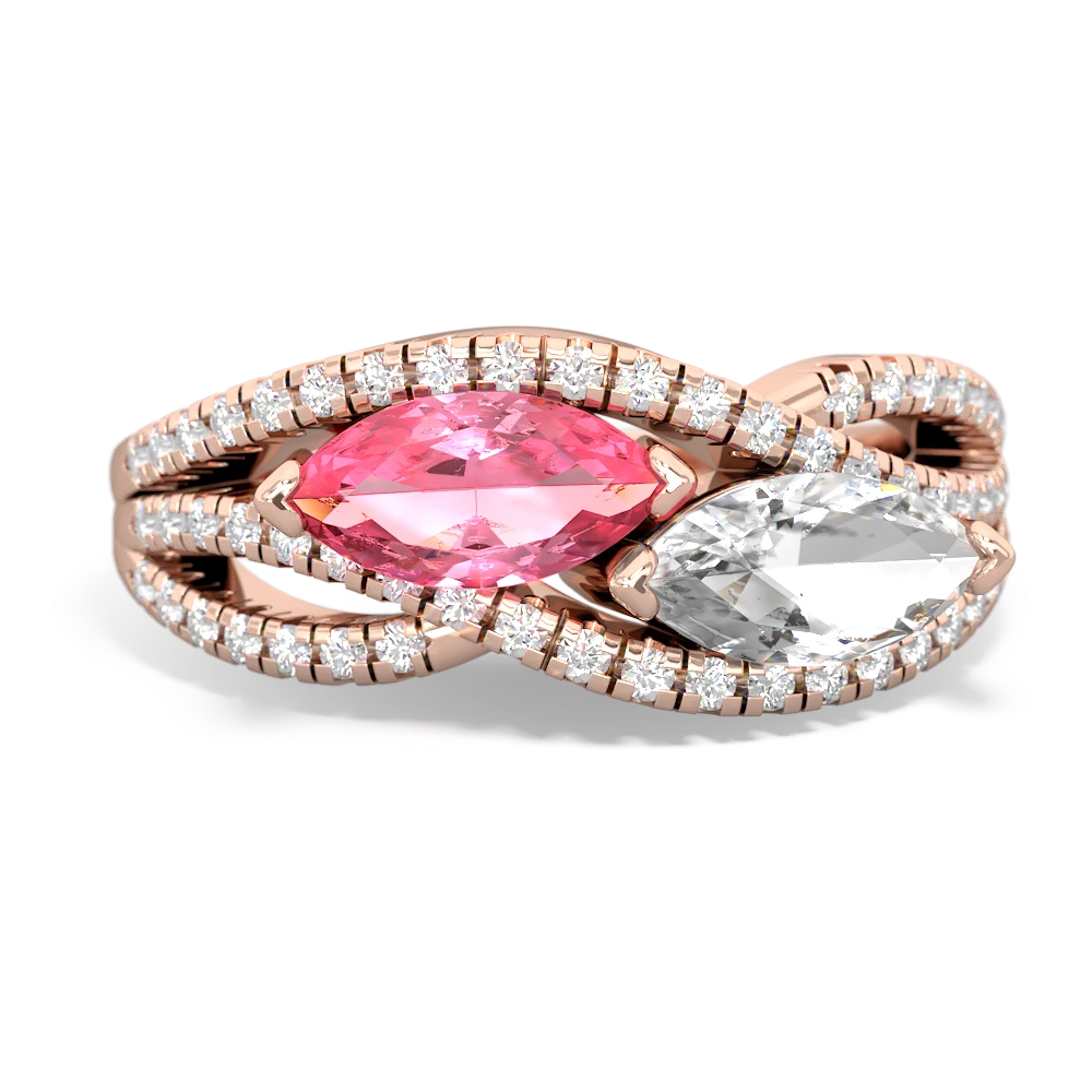 Lab Pink Sapphire Diamond Rivers 14K Rose Gold ring R3070