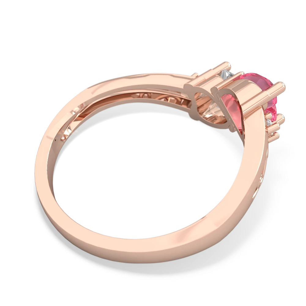 Lab Pink Sapphire Snuggling Hearts 14K Rose Gold ring R2178