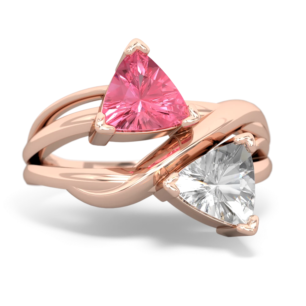 Lab Pink Sapphire Split Band Swirl 14K Rose Gold ring R2341