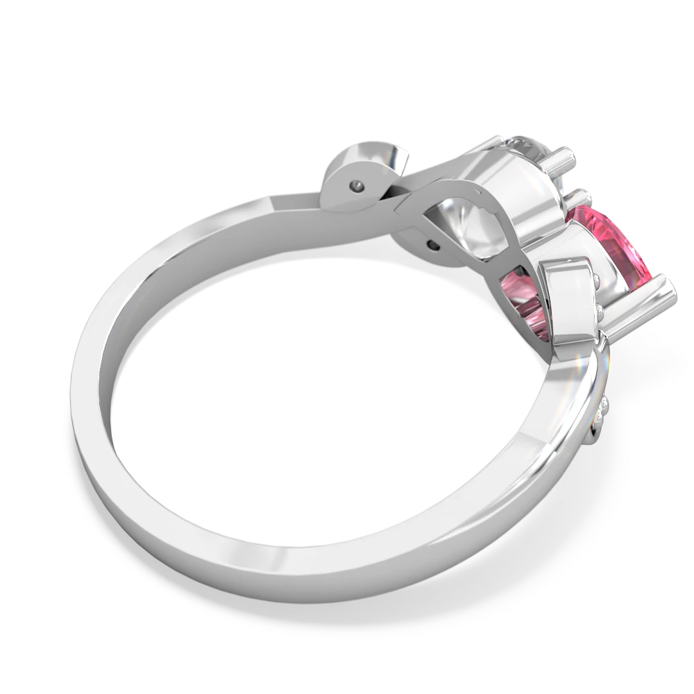 Lab Pink Sapphire Floral Elegance 14K White Gold ring R5790