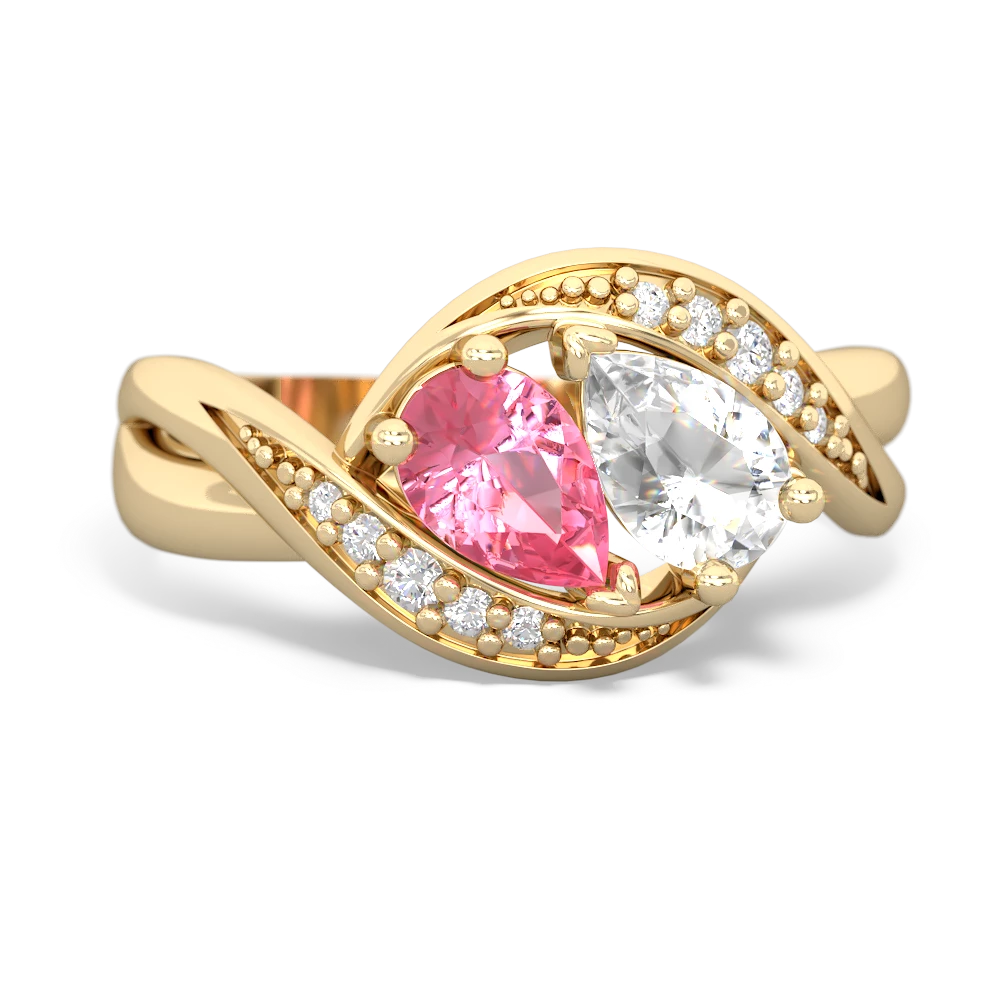 Lab Pink Sapphire Summer Winds 14K Yellow Gold ring R5342