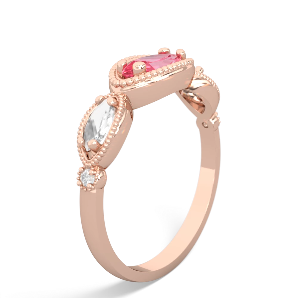 Lab Pink Sapphire Milgrain Marquise 14K Rose Gold ring R5700