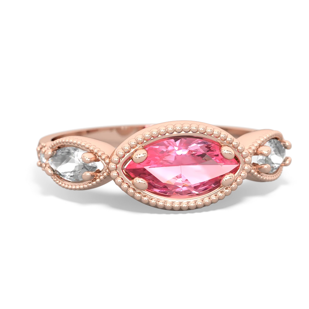 Lab Pink Sapphire Milgrain Marquise 14K Rose Gold ring R5700