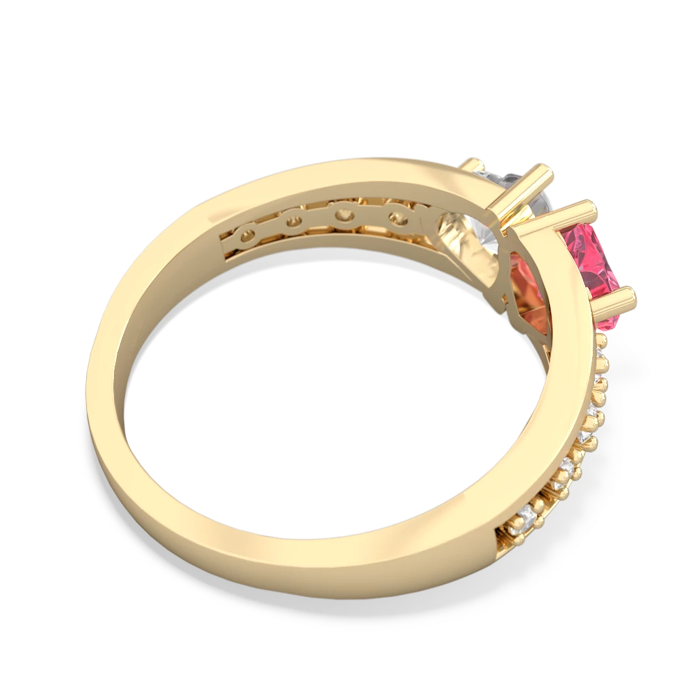 Lab Pink Sapphire Heart To Heart 14K Yellow Gold ring R3342