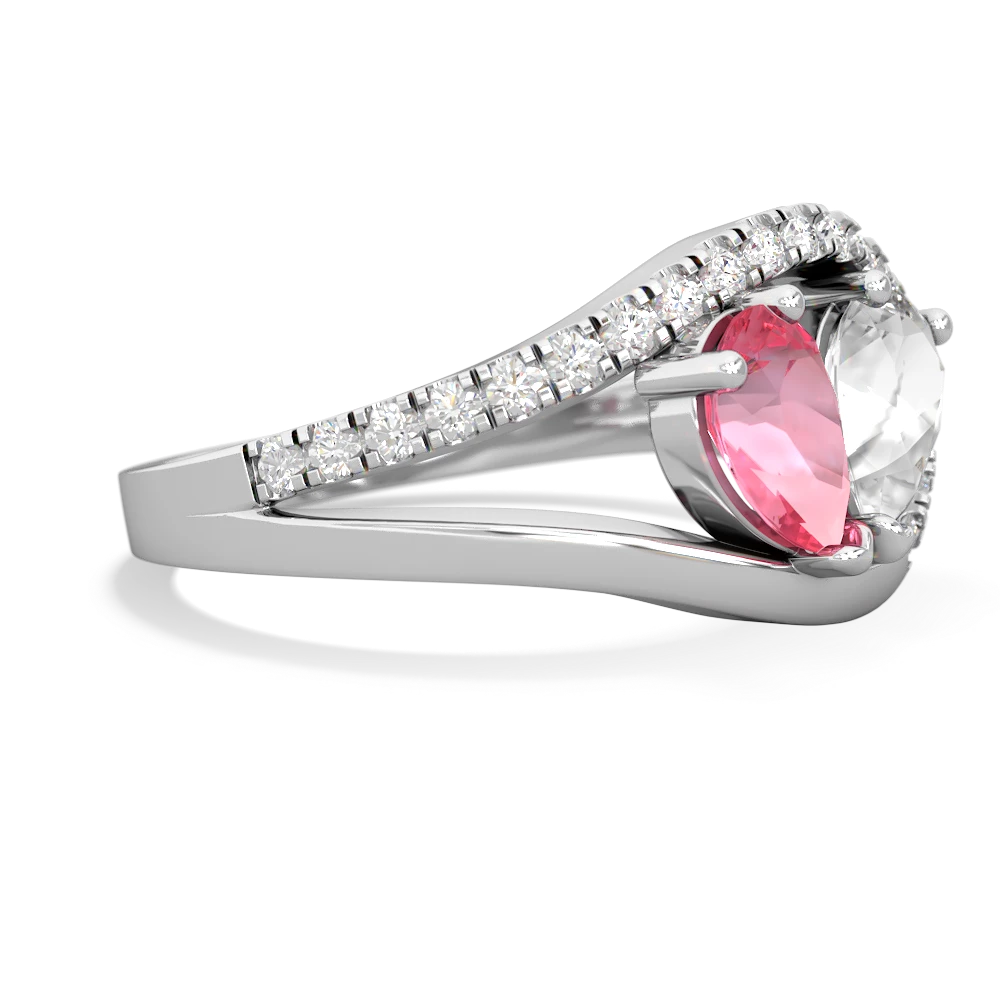 Lab Pink Sapphire Nestled Heart Keepsake 14K White Gold ring R5650