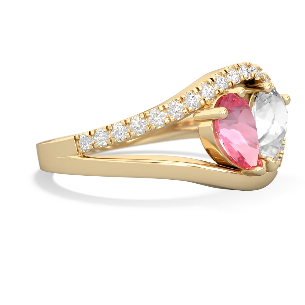 Lab Pink Sapphire Nestled Heart Keepsake 14K Yellow Gold ring R5650